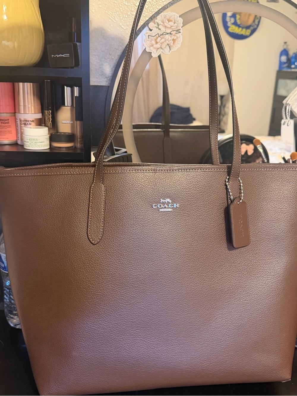 Coach Large City Tote in maple/silver
